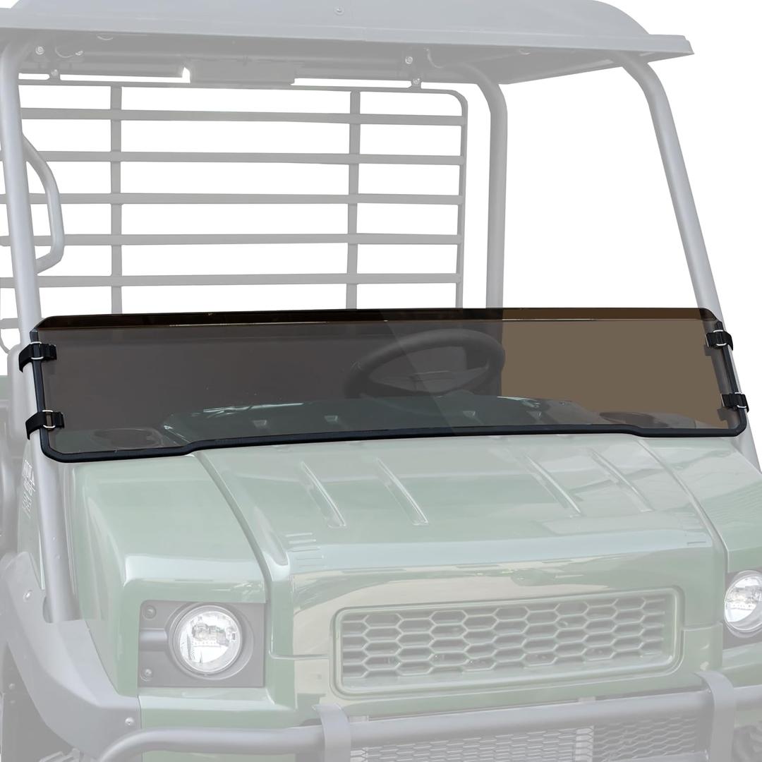 SAUTVS Dark Tinted Front Half Windshield for Kawasaki Mule 4000 4010, Lightly Durable Poly Half Windscreen for Kawasaki Mule 4000 4010 2009-2026 Accessories