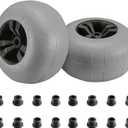 Beach Balloon Wheels, 13" Flat-Free Solid PU Beach Cart Tires Replacement Big Sand Wheels for Beach Buggy, Kayak Trolley, Canoe Cart, Rolling Walker, Garden Cart, Wheelchair & Buggy, 2-Pack