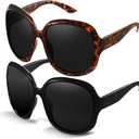 miyya Bug Eye Oversized Polarized Sunglasses Womens, Trendy Retro Sun Glasses for Women 2025, Oversized UV Protection Shades Black/Brown Tortoise