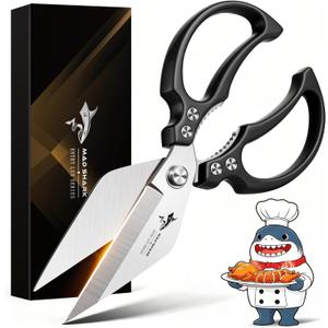 MAD SHARK Heavy Duty Kitchen Shears, Dishwasher Safe All Purpose Kitchen Scissors, Premium Sharp Poultry Shears for Turkey, Meat, Seafood, Vegetables, Stainless Steel Blades, Gifts for Men Women