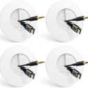 4 Pack in Wall Cable Management Kit for Wall Mounted TV, Slim Round Cable Pass Through Plates for Easy Installation, White (Not Include Hole Saw)