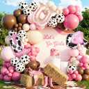 Cowgirl Balloon Garland Arch Kit with Dusty Pink Maca Pink Brown Sand White Balloons with Cow Print Balloons for Cowgirl My First Rodeo Baby Shower Birthday Western Theme Party Decoration