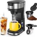 Famiworths Upgraded Hot and Iced Coffee Maker for K Cups and Ground Coffee, 4-5 Cups Coffee Maker and Single-serve Brewers, with 30 Oz Removable Water Reservoir, 6 to 24 Oz Cup Size, Classic Black