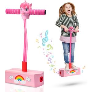 CUUGO LET'S GO! CG Jumping Promotes Growing Taller- Pogo Stick Foam Pogo Jumper for Kids, Toys for 3-12 Year Old Boys Girls Outdoor Toys Indoor Toys Fun Gifts Christmas Stocking Stuffers Gifts (Unicorn)