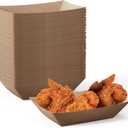 JOLLY CHEF 2lb Paper Food Trays, 100 Pack Disposable Paper Boat, Serving Boats, Food Holder Trays for Snacks French Fries Nachos Hot Dog Tacos BBQ Party