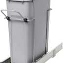 Real Solutions in-Cabinet Pull Out Trash Can, 20-Qt., Bottom-Mount Cabinet Installation, Requires Min 8-in Opening, 20.5 in x 8.5 in x 17.5 in, RS-PSW9-1-20-P, Platinum