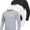 3 Pack Quick Dry Long Sleeve Shirts for Men UPF 50+ UV Sun Protection Shirt Moisture Wicking T-Shirt for Casual Gym Workout (X-Large)