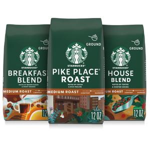 Starbucks Ground Coffee, Medium Roast Hot or Iced Coffee, Variety Pack, Three 12 oz Bags (EXP 09/20/26)