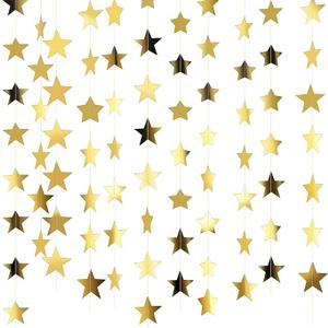 Patelai 13 ft Star Garland Banner Decor, Gold, 10 Pcs, 