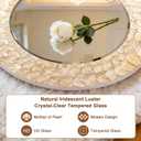 Gold Capiz Shell Round Mirror, 36'' Coastal Large Gold Mirror with Natural Capiz Seashell Frame, Decorative Circle Wall Mirrors for Living Room Mantel Bathroom Entryway,Gold, 36"L x 36"W