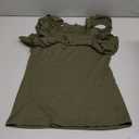Womens Cute Sleeveless Tank Tops Ruffle Strap Square Neck Blouse Solid Color Knitted Camisole (Small, Army Green)