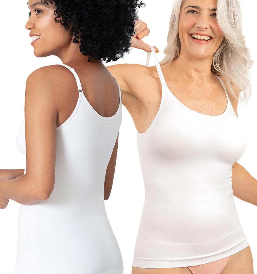 SHAPERMINT Womens Tops - Scoop Neck Cami Body Shaper for Women, Shapewear Tummy Control, Camisole Tank Tops for Women (White, XXXL)