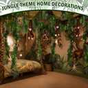 Suncalla 90 Pcs Jungle Theme Decoration Tropical Rainforest Safari Party Decor 4 Hanging Monkey Stuffed 14.4 ft Pothos Vines 20ft Artificial Rattan 60 Palm Leaf Set for Birthday Classroom Party (20ft)