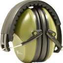 Earmuff hearing protection with low profile passive folding design 26dB NRR and reduces up to 125dB , Army Green (One Size)