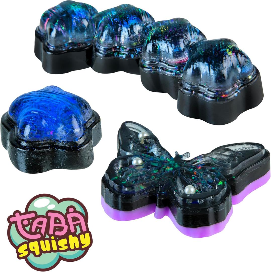 ORB Curiosities Taba-Licious Butterfly and Stars TABA Squishy Toy 3 Pack - Squish and Squeeze These Soft, Sticky TABA Squishies, Perfect for Stress Relief - Fidget and Sensory Toys for Kids and Adults