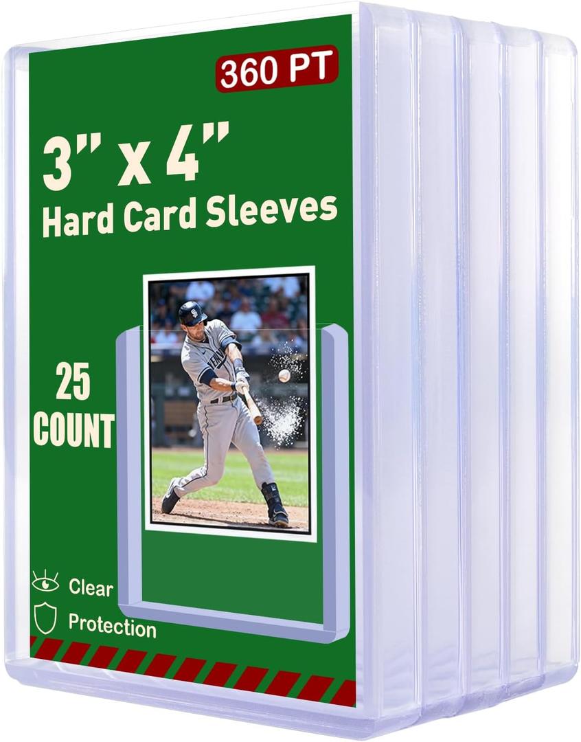 360pt 3"x4" Hard Card Sleeves - 25Pcs Hard Plastic Top Loaders Card Sleeves for Trading Cards, Top Loader Card Holder Fit for Thick Baseball, Basketball, Hockey, Football, Games and Memorbilia Cards