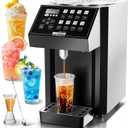 WantJoin Fructose Dispenser - Stainless Steel Automatic Syrup Dispenser with 16 Programmable Presets, Drip Tray, Measuring Cup & Mixing Stick - for Bubble Tea, Coffee, Juice Bar Commercial Use, Black