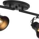 2 Light Track Lighting Ceiling, Industrial Directional Ceiling Spot Light Fixture,Black Flush Mount Ceiling Light for Kitchen, Living Room, Hallway, Bathroom, Cabinet, Etc.