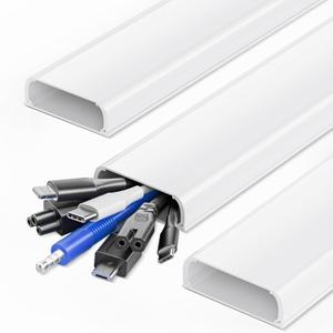 47in XX-Large Cord Hider Wall Mounted TV, Pre-drilled Cord Cover, Wire Hiders for TV on Wall, Paintable Cable Cover, 3 X L15.7in W2.36 H0.75 White