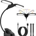 CAHAYA Folding Music Stand Light: 28 Led Super Bright Clip on Lamp 3 Color 3.9in 180Foldable Panels Perfect for Piano Sheet Music Guitar Book Reading