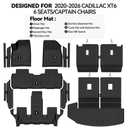 Bingoliner Floor Mats for 2020-2026 Cadillac XT6 7 Seats/Bench Seats