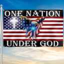 FLAGWIX 3x5 Patriotic American Flags, 4th of July Decorations, One Nation Under God American Eagle Flag - Double Sided, Heavy Duty Canvas - Decorations for Indoor, Outdoor Decor Flag with Grommets