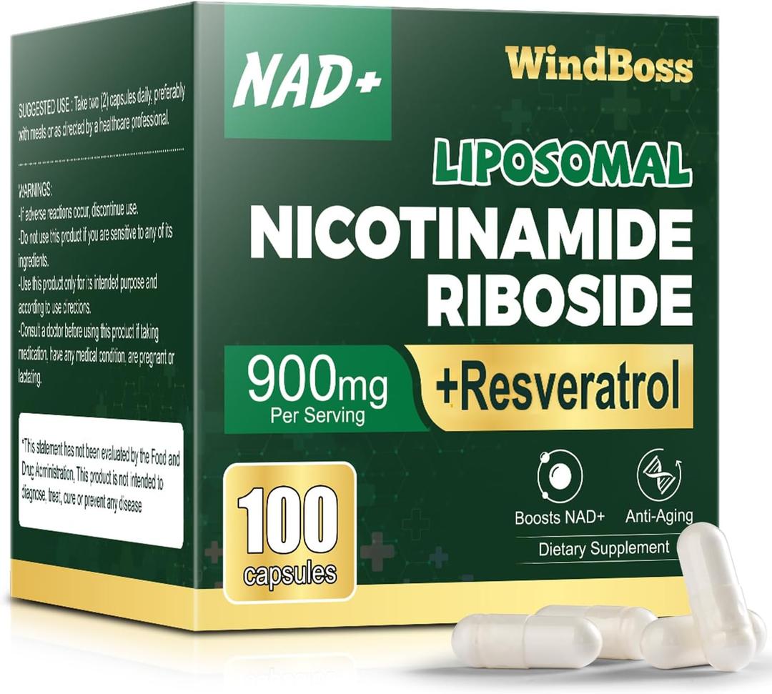 NAD Nicotinamide Riboside Resveratrol, Liposomal NAD Supplements for Women & Men, NMN Supplement Alternative, NAD Supplement - 100 Capsules (100 Count (Pack of 1))