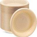Bokon 100 Count 4 Inch Small Paper Plates Heavy Duty Round Paper Starch Disposable Plates Mini Party Bowls Bulk for Dessert, Cake, Appetizer, Dinner(Beige)