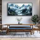 ZUITINGHUA Large Black Framed Canvas Wall Art For Living Room Wall Decor For Office Mountain Wall Painting Fog Forest Landscape Picture Ready To Hang Bedroom Home Mural Prints Posters 30x60 In