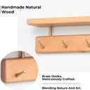 Beech Wood Coat Rack with Shelf, Wall Mounted Rack with 8 Hooks, Size: 24.41inch/8 Hooks