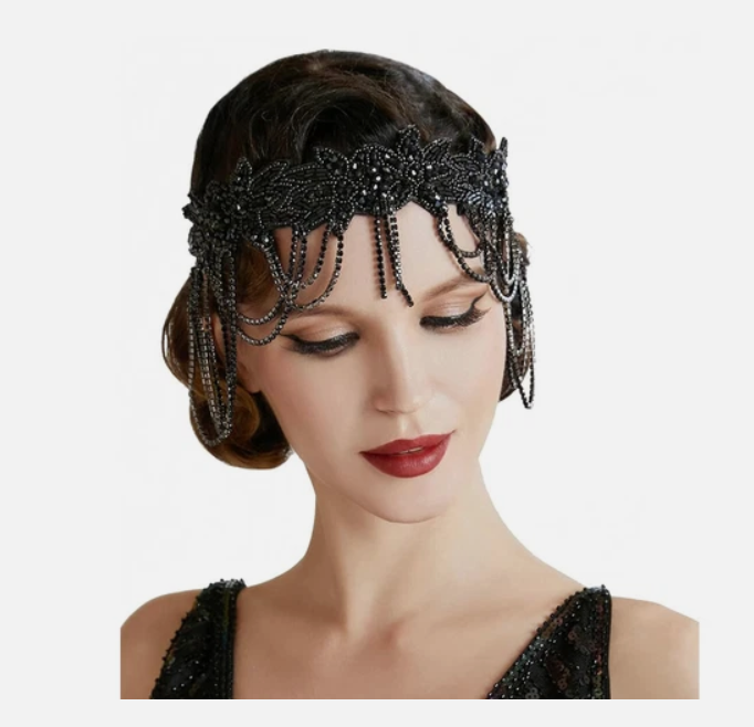 Women Vintage 1920's Flapper Headpiece Roaring 20S Headband Chain Hair Accessory