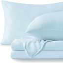 BEDELITE Flannel Sheets Full Size Blue - Super Soft Fleece Sheets Set Fluffy Extra Plush, 4 Piece(Include Fitted Sheet, Flat Sheet, 2 Pillowcases)