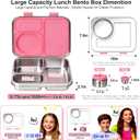Stainless Steel Bento Lunch Box-7+ Older KidsTeens Adult with Insulated Food Jar,Leakproof 3-Compartment,BPA-Free, Eco-Friendly,Dishwasher Safe, Large-Capacity Box, School,Office,Travel Pink