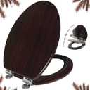 Slow Close Wood Toilet Seat, Quick-Release (Elongated, Dark Brown)