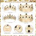 Ferreve 16 Pcs Prom King Queen Crown Sash Set Crystal Rhinestones Tiaras Sash for Prince Princess Court Birthday Wedding Graduation Party Favor Costume Accessories Dress Up(Gold)