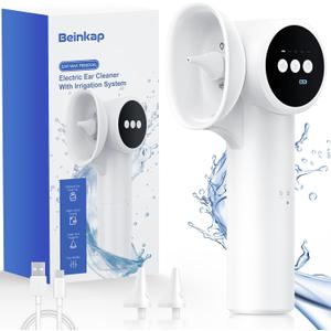 Upgraded Ear Wax Removal with Mild Drying, Safe Ear Cleaner for Ear Wax Buildup Flushing and Cleaning with Dual-Compartment Design, Ear Wax Cleaner Kit 5 Pressure Settings & USB-C Cable, IPX7
