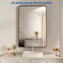 WEER 24x36 Inch Bronze Bathroom Mirror for Vanity, Brushed Bronze Metal Frame Rounded Rectangle Mirror with Tempered Glass, Anti-Rust (Horizontal/Vertical)