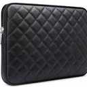 RAINYEAR 16 Inch Laptop Sleeve Diamond PU Leather Case Shockproof Water Resistant Zipper Cover Carrying Bag Compatible with 16" MacBook Pro/Max A2141 A2485 A2780 A2991 A3403 A3186(Black)