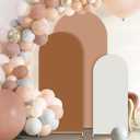 VitalCozy Set of 3 Wedding Arch Cover 4ft, 5ft, 6ft Fabric Arch Backdrop Cover Double Sided Fitted Spandex for Baby Shower Birthday Party Decoration, Frame Not Included(Dirty Orange Series)