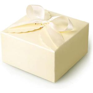 YMULAS 30 PCS Party Favor Candy Box, Kraft Paper Treat Boxes for Gift Giving Wedding Baby Shower Birthday Yellow Small Gift Boxes with Ribbons for Packaging Candy, Cookie, Chocolate, Biscuits (Yellow)