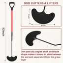 52" Heavy Duty Sod Lifter with D Grip Handle and Steel Shaft Manual Sod Cutter Hand Tool with Gloves for Gardening, Digging, Edging and Lawn Maintenance
