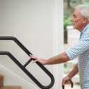 Frossvt Wall Mount Handrail, Outdoor Grab Bar - 25.8" Bent Black Handrail (2-Pack) for Garage, Porch, Garden Stairs