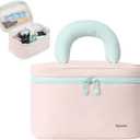 Tuck Hanging Toiletry Bag - Water-Resistant Travel Makeup Organizer with Spacious Compartments & Padded Handle for Women (Blush Petal & Mint) (Puffy Makeup Bag)