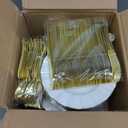 250PCS Ivory and Gold Plastic Dinnerware Set for 50 Guests, Elegant Fancy Disposable Party Plates Include 100 Dinner&Dessert Plates and 150 Silverware for Wedding Party Baby Shower