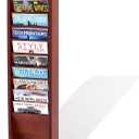 Leinuosen 10-Pocket Wooden Magazine Rack, Tall Freestanding Display Stand for Office, Waiting Room and Home, Durable Solid Wood Construction, Space-saving Design