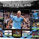 Framed Soccer Superstar Erling Haaland Signed Poster For Kids Fans Room Bedroom Wall Decor-Sports Star Posters Canvas Art Print Picture For Teen Boy Birthday Gifts (12L''X16W'')
