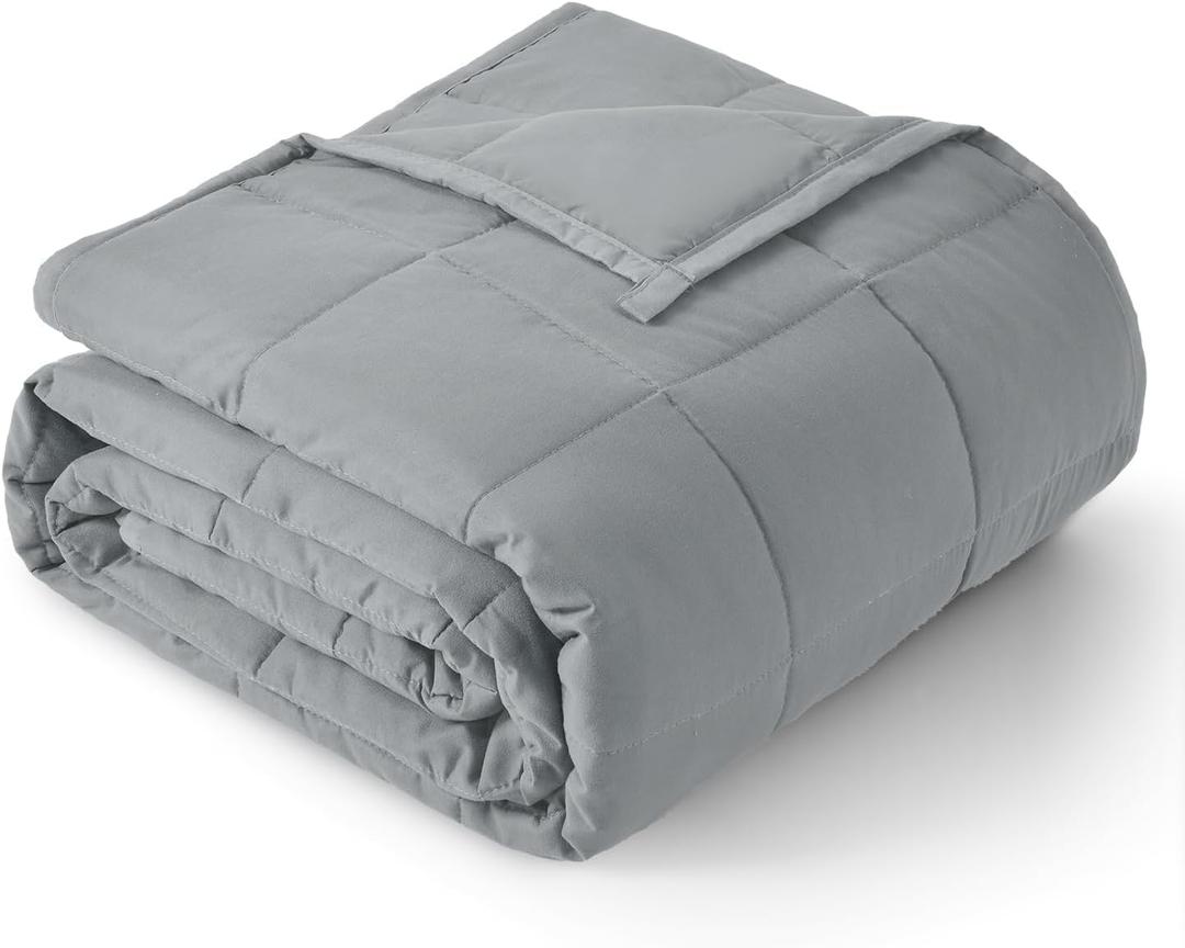 Topblan Weighted Blanket for Adults 12lbs, Soft Cooling Breathable Weighted Throw for Sleeping, Machine Washable Heavy Blanket with Glass Beads for Summer, Sofa Bed, 48"x72" Twin Size, Grey