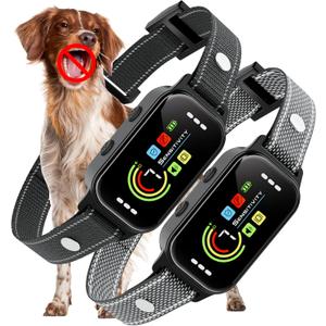 JEUJE Dog Bark Collar 2 Pack, Bark Collar for Large Medium Small Dogs 8-120lbs, AUTO Barking Collar, Bark Training Collar with 7-Level Sensitivity + 5 Safety Modes Humane Training System