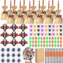 Capoda 170 Pcs Halloween Party Favors for Kids, 12 Sets DIY Witch Broom Bags with Pumpkin Straws Skull Tags Spider Eyeball Toys Stickers for Trick or Treat Goodie Bag Fillers Classroom Supplies