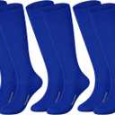 Haysandy 3 Pairs Baseball Socks Bulk Softball Sock Youth High Long Tube Soccer Football Team Boys Girls Adults Sport Sock(Blue,Large)